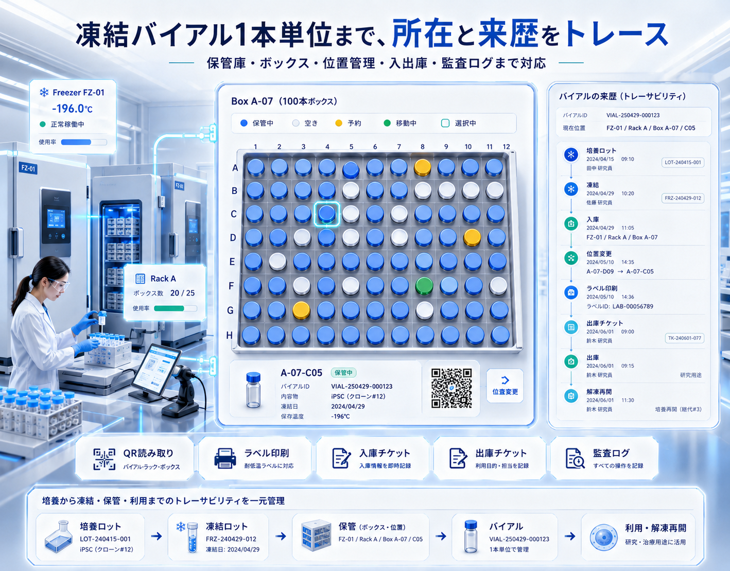 実験管理・機器連携・凍結在庫・監査ログを統合した細胞培養管理SaaS(5/5)