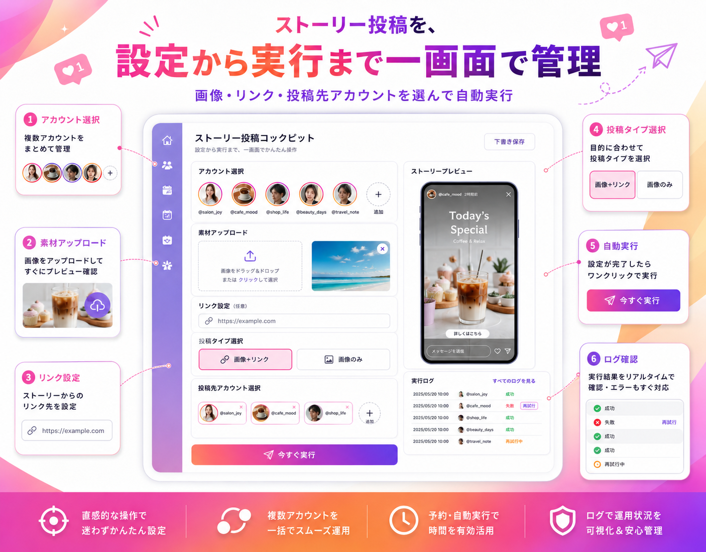 複数アカウントのInstagramストーリー投稿を自動化する運用支援アプリ(3/3)