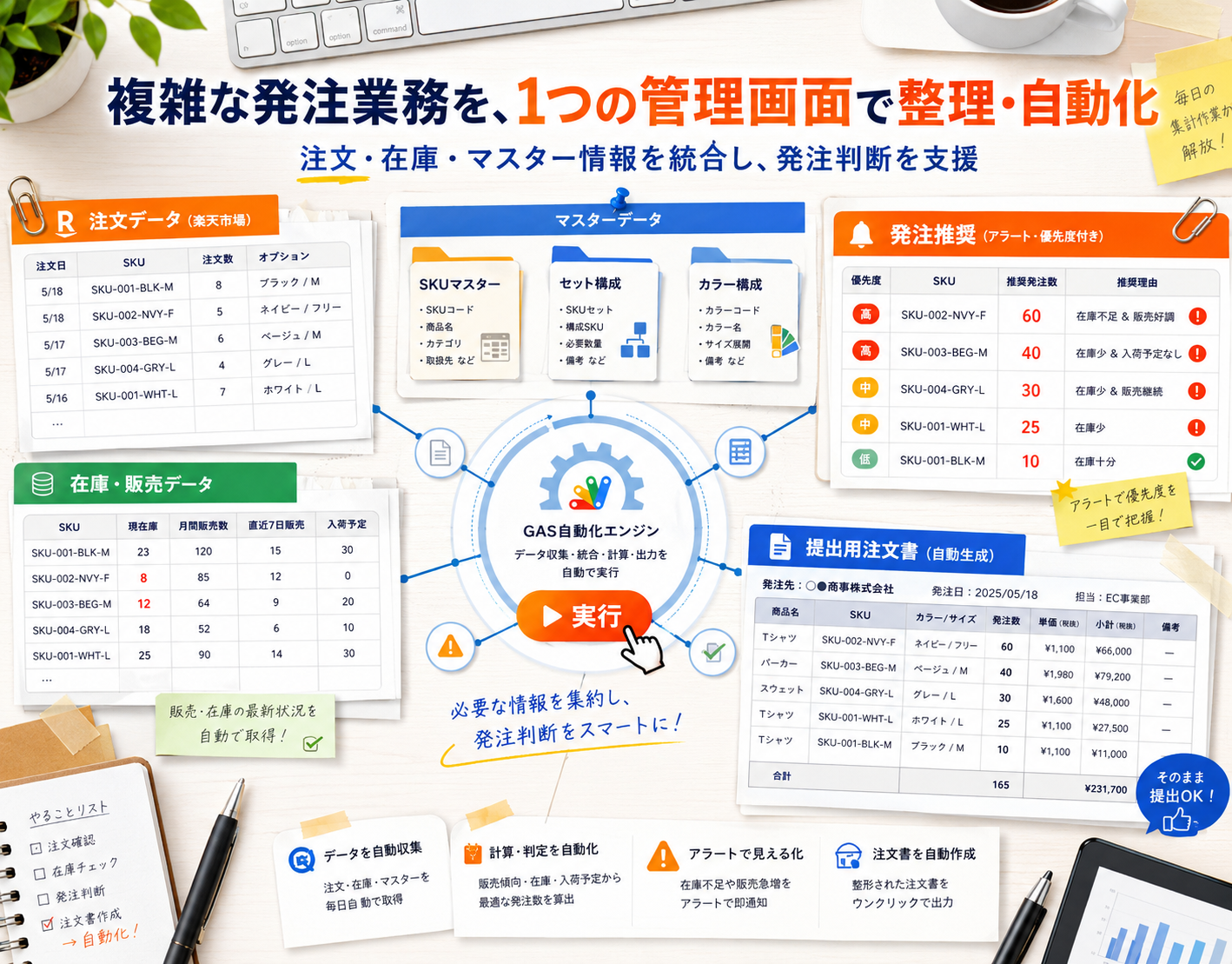 SKU参照・発注推奨数計算・注文書作成を自動化する楽天市場の発注管理ツール(3/3)